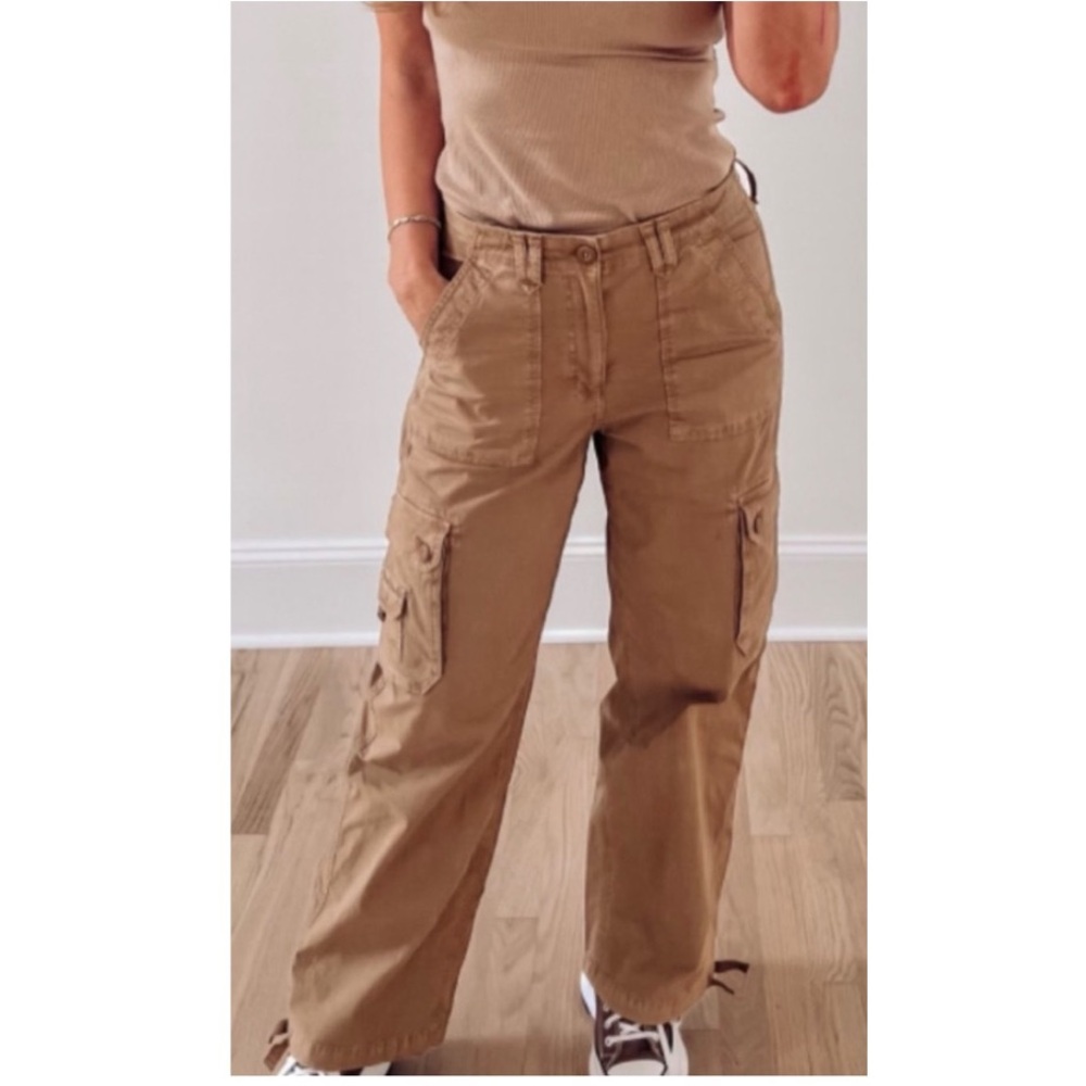 American Eagle AE Tan Brown Snappy Stretch Baggy Cargo Jogger Pants Size 4 Short